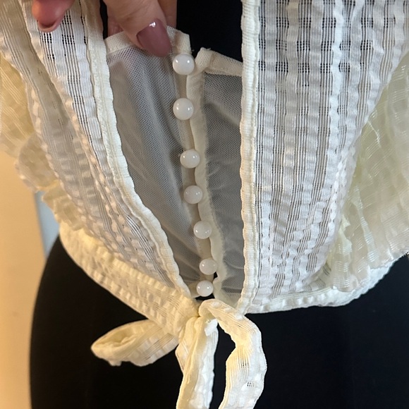 Maeve Textured Cream Ruffle Blouse - Picture 11 of 13